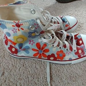 Blue floral Converse High Tops